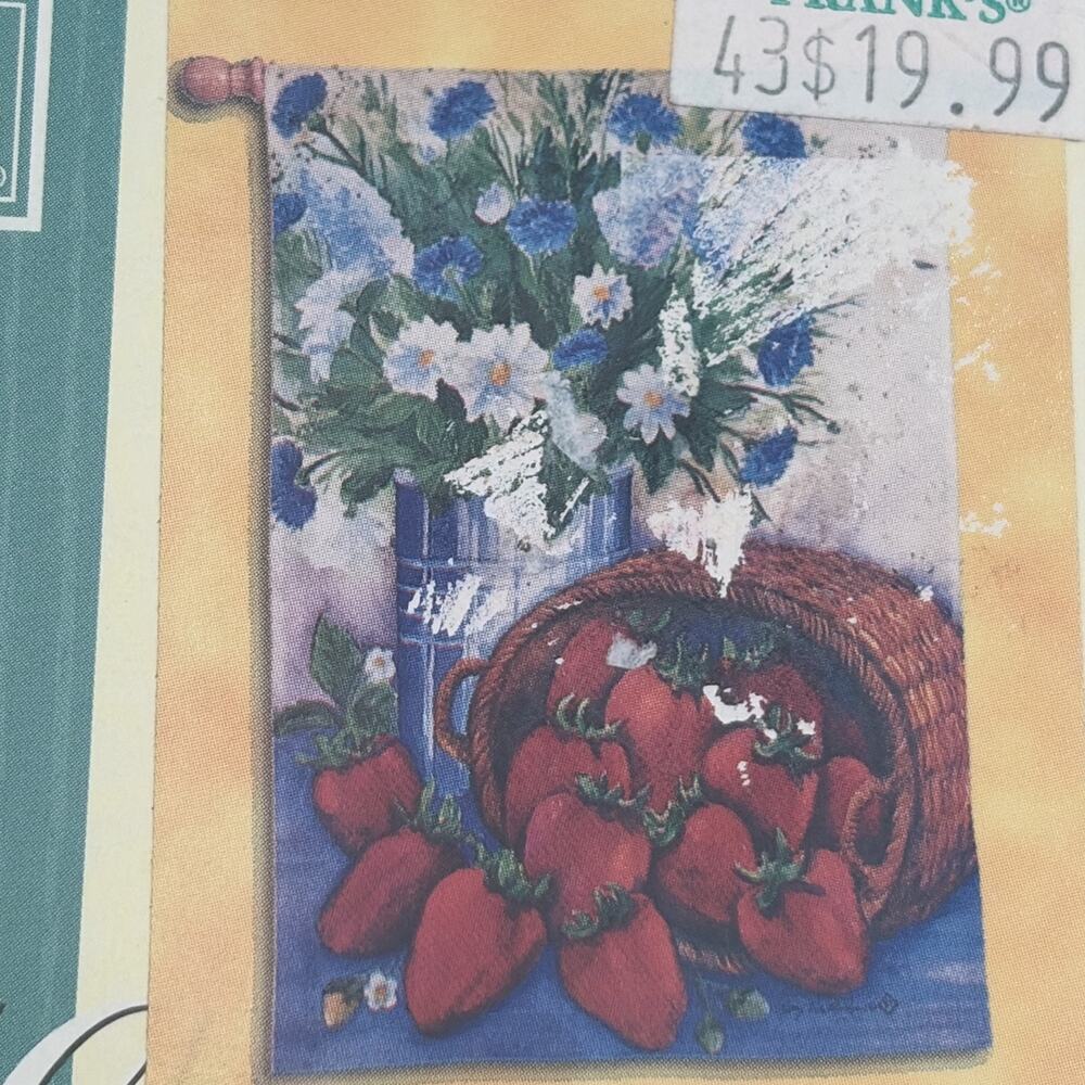Toland Berries & Blossoms 24” X 36” Outdoors Art Flag NEW Strawberries Summer